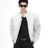 Diseño de Estructura de Nicho Transfronterizo Sentido de la Moda Chaqueta de Cuero para Motocicleta Abrigo Hombres Otoño Retro Hombro Caído Suelto Moda de Cuero