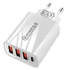 Cargador de Viaje Qc3.0 3Usb+Pd Cargador Multi-Puerto Estándar de EE. UU. y Europeo Cabezal de Carga 2.4A Teléfono Móvil 12W Cargador de Viaje