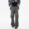 Macacão Estilo Americano Indústria Pesada Moda Primavera Masculina Marca Retro Juventude Bolso Grande Solto Reto Perna Larga Calça Casual
