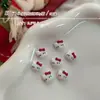 Accesorios para Uñas de Gato Rojo de Dibujos Animados Ankora Populares Accesorios de Diamante para Uñas de Gato Lindo Rojo Año Nuevo Rojo Vino Lazo