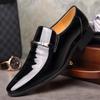 Zapatos de cuero para hombre, jóvenes, tallas grandes, informales, formales, de negocios, de cuero lacado, negros, con borde cruzado, para boda.