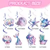 Diapositivas de Sirena en Espiral Decoración de Fiesta Banderín Bandera de Tirar Tenedor de Pastel Diapositivas en Espiral Tema Oceánico Medusa Caballito de Mar
