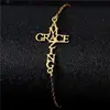 Pulsera de Acero Inoxidable Color Dorado Estilo Europeo y Americano Transfronteriza con Letras Inglesas, Sensación de Lujo Ligero y Gama Alta, Forma de Cruz, Joyería de Moda Tendencia
