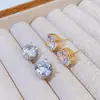 Nuevos Pendientes de Moissanita Ultra Brillantes con un Diseño Exquisito de Alta Gama, Compactos y Versátiles, Pendientes de Moda de Cuatro Garras, Estilo Popular