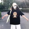 Camiseta de Algodón Puro Talla Grande Americana de Manga Corta para Mujer 2025 Nuevo Verano Holgada de Media Manga Moda y Versátil Ropa