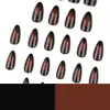 Uñas Postizas de Venta Caliente Otoño e Invierno con Degradado Negro y Marrón, Uñas Postizas Populares de Comercio Exterior, Uñas Postizas con Forma de Almendra