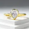 Zhuozhifan 2023 Novo Anel Requintado em Prata S925 Banhado a Ouro K Gota de Água em Forma de Pera 5*7mm para Mulheres, Modelo Mais Vendido Europeu e Americano