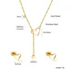 Juego de Aretes y Collar con Forma de Corazón de Amor Transfronterizo, Moderno Collar con Colgante de Corazón Hueco, Juego de Joyería de Acero Inoxidable para Mujer