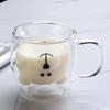 Copo de Vidro Borossilicato Transparente de Camada Dupla para Café da Manhã, Leite, Suco, Água - Copo Criativo de Urso para Presente