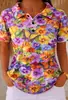 2026 Transfronterizo TEMU Nueva Blusa de Verano para Mujer Color Sólido Estampado Digital 3D Cuello de Botones Manga Corta