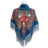 Pañuelo étnico para la cabeza, chal con borlas estampado retro para mujer, pañuelo cuadrado estampado, disponible en stock.