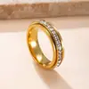 Transfronterizo 2025 Anillo Amazon 5MM Fila Única Diamante Cuadrado Nicho Alivio del Estrés Giratorio Venta al por Mayor Nicho Sensación de Alta Gama