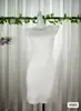 Vestido Bodycon Sexy con Aberturas, Cuello Halter sin Mangas con Perlas, Verano Hielo Seda Cintura Ceñida Nicho Vestido Corto