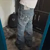 Marca de Moda de Rua Americana Verdadeira Transfronteiriça Jeans Y2K Branco Linha Grossa Buda Reto Jeans Casual para Homens