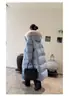 Chaqueta de plumón para mujer Pinghu, nuevo modelo de invierno, 90% plumón de pato blanco, cuello de piel de zorro, abrigo engrosado y extendido hasta la rodilla, venta al por mayor