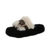 Pantuflas retro peludas de suela gruesa para mujer, adecuadas para usar en exteriores, nuevas pantuflas cómodas estilo coreano Otoño/Invierno 2026, pantuflas de algodón de una tira para mujer
