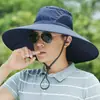 Sombrero de ala ancha para hombre, Sombrero de protección solar para exteriores, Sombrero de sol de verano, Sombrero de pesca, Sombrero de pescador para montañismo, Impermeable