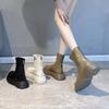Botas Curtas da Moda Botas Martin para Mulheres 2025 Novo Outono Versátil de Sola Grossa Botas que Aumentam a Altura para Figuras Baixas e Esbeltas