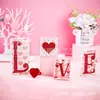 Día de San Valentín Bloque de Madera Corazón Corazón de Amor Letrero de Madera Decoración de Escritorio Carta de Amor Letrero de Mesa