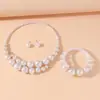 Joyería Transfronteriza Europea y Americana Perla Exagerada Elegante Versátil Cadena para Clavícula Collar Pulsera Pendientes Juego de Tres Piezas para Mujer