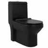 Vaso Sanitário Preto de Peça Única com Descarga Direta Vaso Sanitário Doméstico Economizador de Água Vaso Sanitário Integrado Moderno e Simples