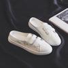 Sapatos Baixos de Couro Pequenos Femininos Verão 2020 Novo Estilo Margarida Pequena Slip-on Sem Salto Preguiçoso Meio-Ponta Versátil Sapatos Brancos Pequenos