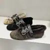 Gorros de Ballet Calientes y Esponjosos 2026 Otoño/Invierno Nuevos Zapatos Mary Jane Planos Redondos Retro con Plus de Terciopelo