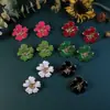 Qingdao Joyería Antigua Media Pendientes Dulces Distintivos de Nicho Retro Francés Flor de Vidrio Diamantado Pendientes de Lujo Ligero de Moda