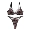 Lingerie sexy estilo francês europeu e americano para mulheres, tecido de cetim, faz seios grandes parecerem menores, conjunto de sutiã de renda anti-queda, Sutiã Sexy
