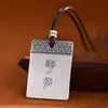 Moda Retro Colgante de Paz Chapado en Plata S925 Collar Cuadrado Nube Auspiciosa Sólida Chapado en Plata Marca Militar Brillante