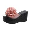 Amazon deseo comercio exterior nuevo flor una palabra zapatillas muffin tacón de cuña para mujer suela gruesa talla grande sandalias de tacón alto