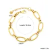Pulsera Gruesa de Acero Inoxidable Minimalista de Lujo Ligero Europea y Americana con Diseño Creativo de Cadena de Metal 18K para Mujer