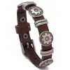 Pulseira Decorativa Simples de Liga de Metal Estilo Punk de Oito Pontas com Couro Ajustável Criativa e Personalizada, Acessório Popular e Mais Vendido na Europa e América
