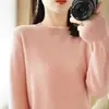 Suéter de punto para mujer otoño e invierno Nuevo Cuello redondo Delgado Sin lana Suéter corto Talla grande Pulóver Camiseta básica Venta al por mayor