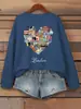 Sudadera con Estampado de Escena Callejera Corazón de Londres para Mujer, Streetwear Hip-Hop, Corte Holgado Ropa de Otoño, Cómoda