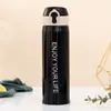 Copo Térmico de Aço Inoxidável Simples e Moderno com Boa Aparência, Copo Reto com Tampa Pop-Up Simples e Portátil, Copo de Água de Cor Sólida para Meninas