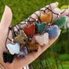 Colgante de Mariposa Tallada en Cristal Transfronterizo Piedra de Ágata Natural Ojo de Tigre Tallado Mariposa Pequeña Collar Literario Retro Joyería