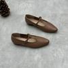 Zapatos Planos Artísticos Hechos a Mano de Piel Genuina con Tira en T, Modelo Nuevo 26, Planos de Punta Fina con Hebilla de Tira en T, Versátiles para Ponerse Fácilmente, de Piel de Vaca Suave para Mujer