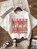 Camiseta gráfica de talla europea transfronteriza de Lisboa Portugal con estampado vintage de sardina y diseño interesante de fruta