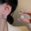 Brincos de coração de pérola estilo coreano de prata 925, luxo leve, estilo Ins feminino, brincos de zircônia de alta qualidade, brincos quentes personalizados