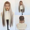 Peluca de cosplay nueva 13x4 encaje frontal media tejida a mano peluca color T cabello largo liso raya libre línea del cabello