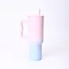 ¡Wow, asa de tercera generación hecha a medida, taza térmica de acero inoxidable de gran capacidad de 40 oz, portátil con pajita, perfecta para usar en el coche
