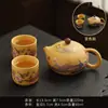 Tetera de Arcilla Morada con Segmento Dorado para Uso Doméstico, Olla Xishi, Olla para Conservar la Salud, Juego de Té Kung Fu Fengming, Tetera que Cambia de Color Sensible al Calor