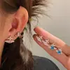 Pendientes de Emperatriz para Mujer Aguja de Plata S925 Diamante Completo Microincrustado Circonita Cruz Simple Versátil Pendientes Pequeños de Botón Joyería