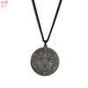 Collar para hombre de acero inoxidable punk nórdico hip-hop más vendido transfronterizo de Amazon, etiqueta redonda con tótem láser