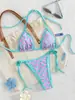 2026 Nuevo Traje de Baño de Comercio Exterior Europeo y Americano Estampado a Cuadros Halter con Lazo Bikini de Dos Piezas para Mujer Traje de Baño Amazon
