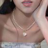 Colar de pérolas francês popular de verão luxo leve nicho corrente de clavícula amor moda alta qualidade Coringa colar atacado