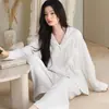 Cardigan de algodão atacado pijama feminino, novo cardigan de outono com mangas compridas e calças compridas, conjunto casual para usar em casa adequado para uso externo