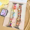 Adecuado para Apple Watch, pulsera elástica de flores con cuentas para mujer iWatch, correa linda de color dopamina