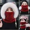 Novo Chapéu Antifrio do Nordeste, Cachecol, Máscara Integrada, Capacete Feminino para Outono e Inverno, Cachecol de Pescoço Quente e à Prova de Vento para Ciclismo, Chapéu de Ciclismo